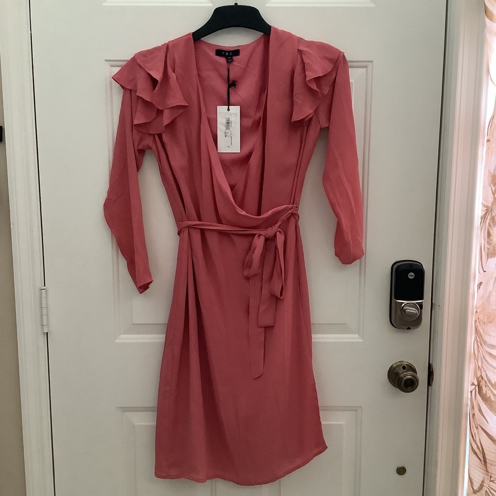 T.D.C. Love Fire Los Angeles Cold Shoulder Long Sleeve‎ Wrap Dress Medium NWT